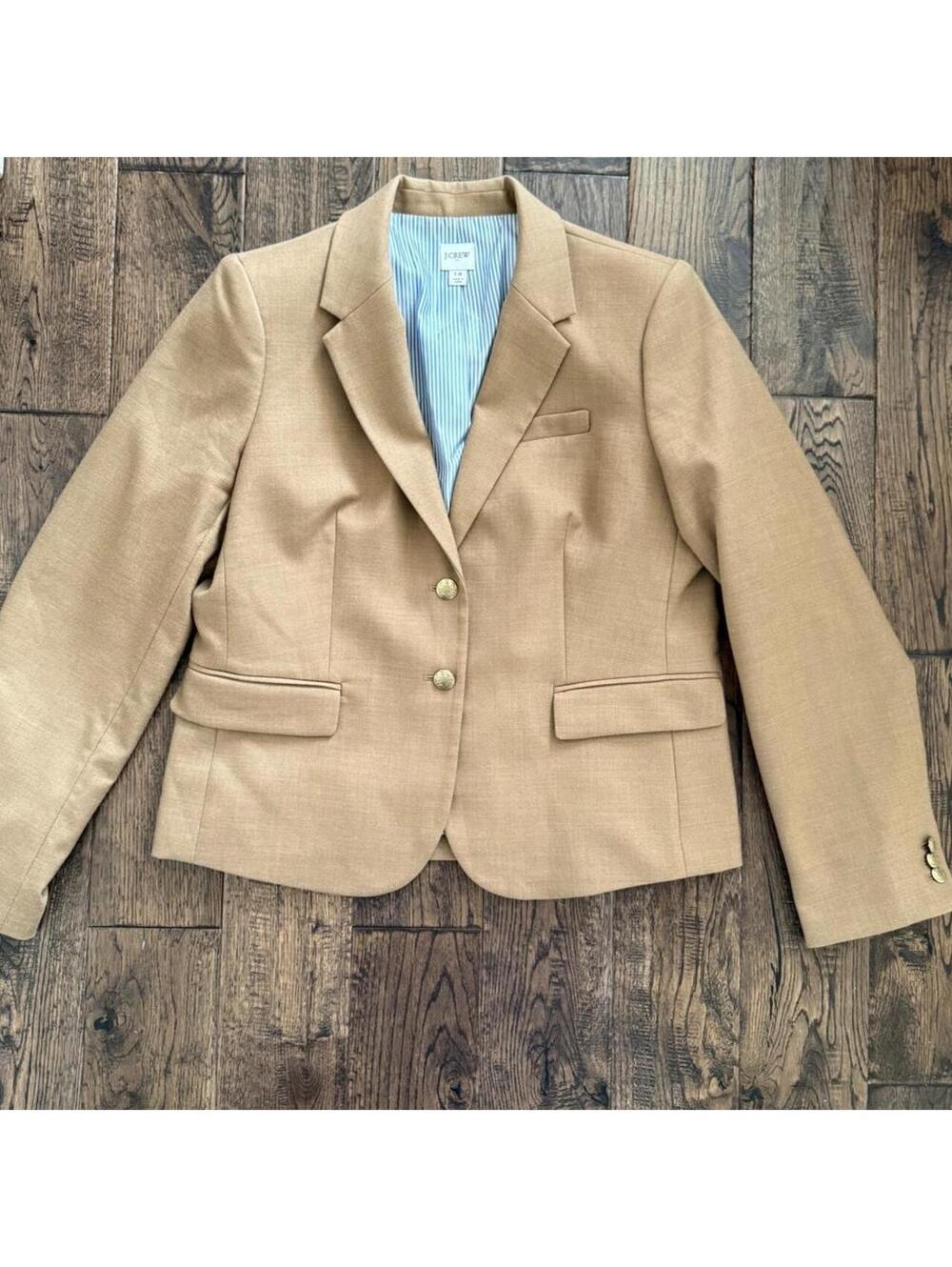 J.Crew Women's Camel Lightweight Wool Blend Blazer sz 14
